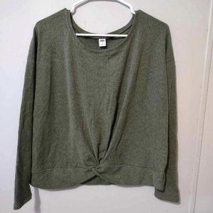 Old Navy Women's Olive Green Knot Front Knit Top Size Small